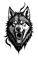 snarling wolf head emerging tattoo design idea