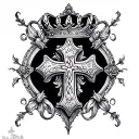 Cross and crown tattoo design idea