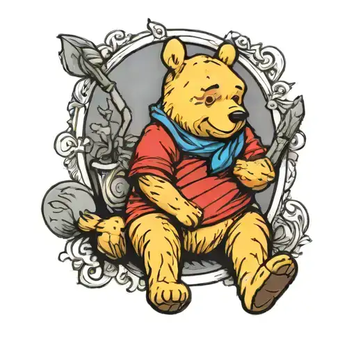 Winnie the Pooh sitting tattoo design idea