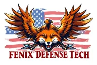"Fenix Defense Tech" Phoenix with the head of a Fox. American flag in the background. tattoo design idea