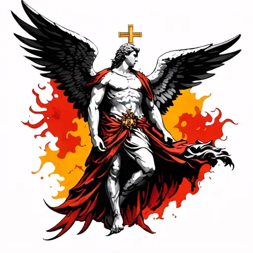 modern saint michael archangel tattoo design idea