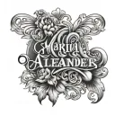 Paired tattoo with the name Alexander and Maria tattoo design idea