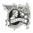Paired tattoo with the name Alexander and Maria tattoo design idea