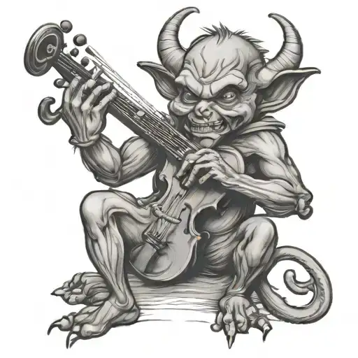 devil playing the fiddle tattoo design idea