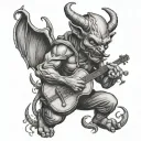 devil playing the fiddle tattoo design idea