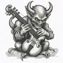 devil playing the fiddle tattoo design idea
