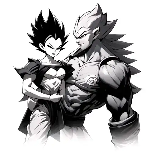 Majin Vegeta and his daughter tattoo design idea