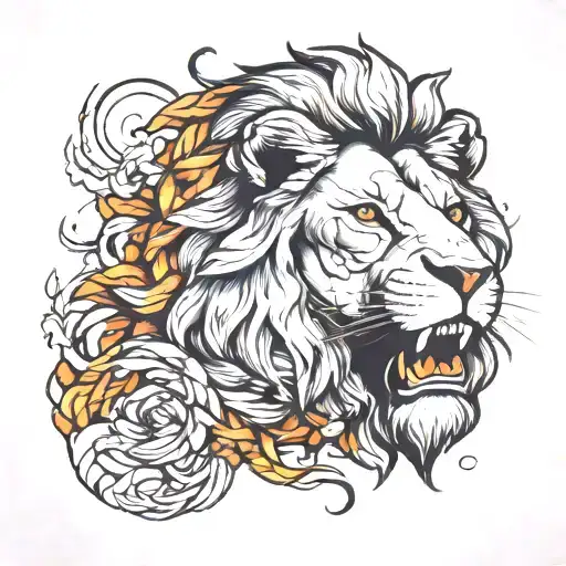 Make a creation of Adam tattoo on forearm and under it write a life is art. make a lion and face of overthinking  tattoo design idea