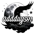 the name "addyson" with a full moon on cloud with night stars tattoo design idea