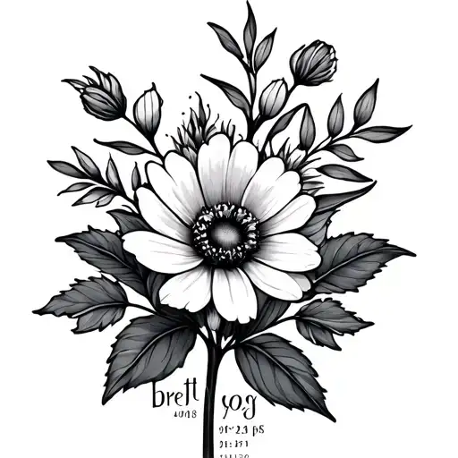 flowers birthdate through stem tattoo design idea