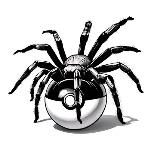 A 3D printed tarantula crawling out of a Pokeball tattoo design idea