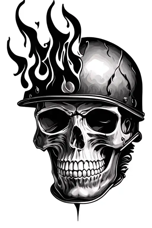 skull fire helmet merged together showcasing the client's tattoo design idea