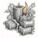 melting candle and ice cube tattoo design idea
