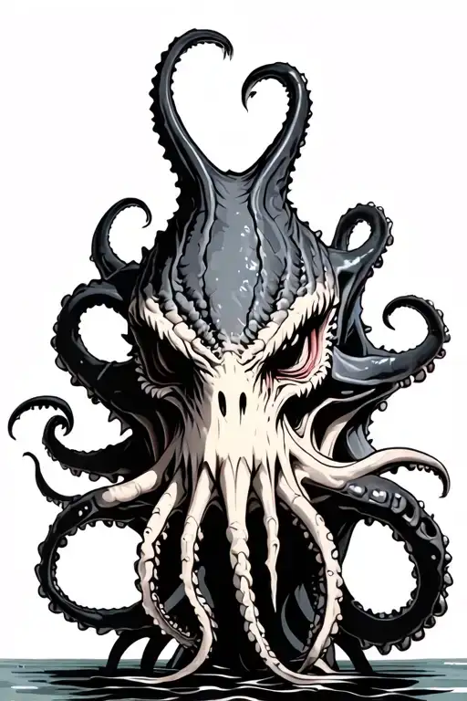 kraken black and grey tattoo design idea