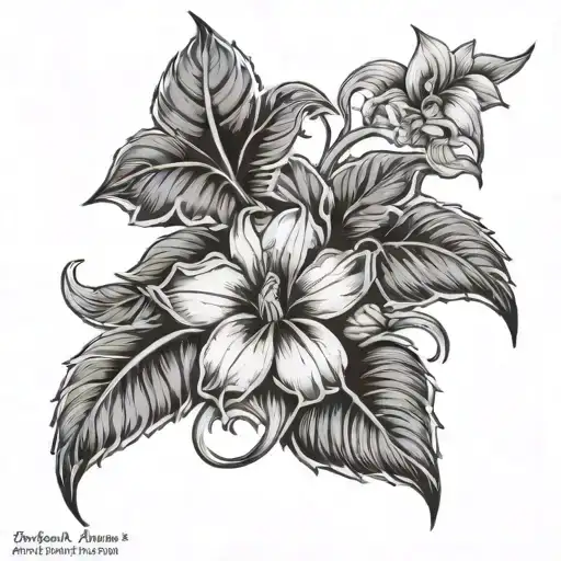 the Flor de maga to represent ,from Puerto Rico on my left shoulder sort of going down my arm, black/gray. tattoo design idea