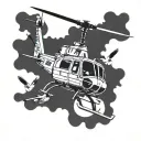 helicopter flying with birds tattoo design idea