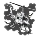 helicopter flying with birds tattoo design idea