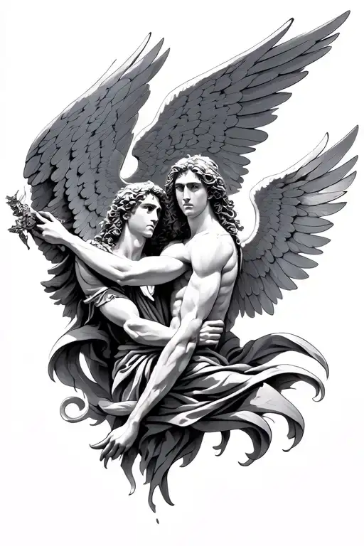 archangel Michael and Gabriel tattoo design idea