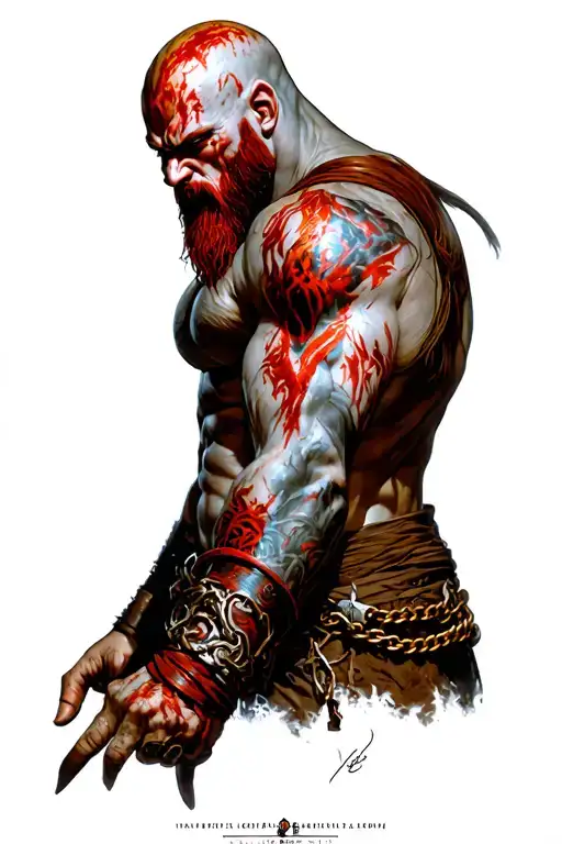 god of war kratos chains wrapped tattoo design idea