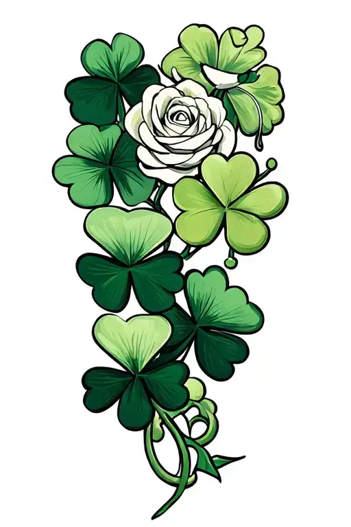 shamrock and roses tattoo design idea