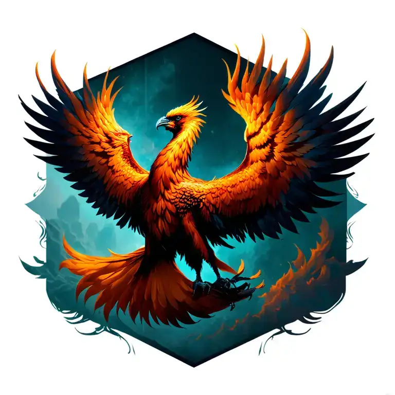 rising phoenix bird tattoo design idea