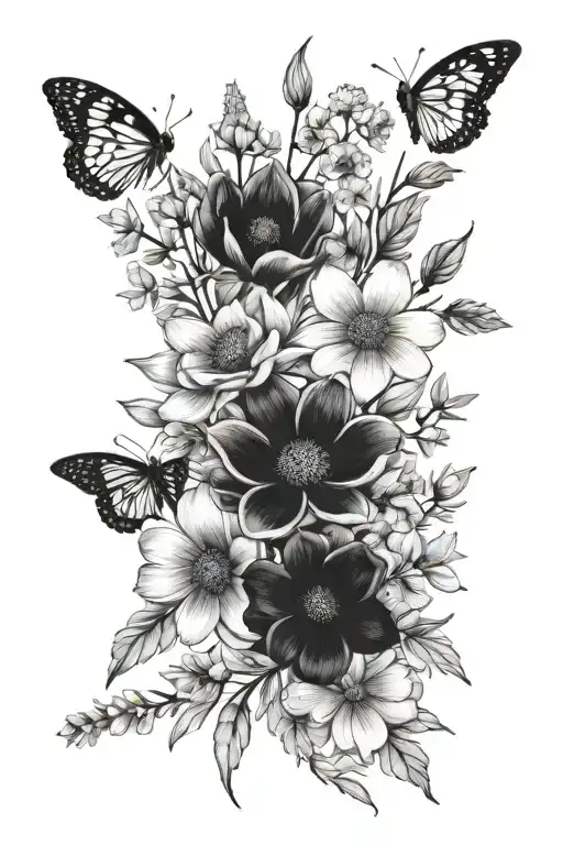 flower meadow filled tattoo design idea
