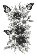 flower meadow filled tattoo design idea