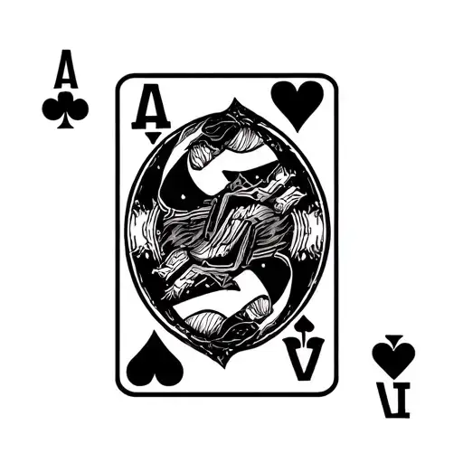 Tattoo design of two playing card a3 and 4  but with halos and devil horns for the symbols  tattoo design idea