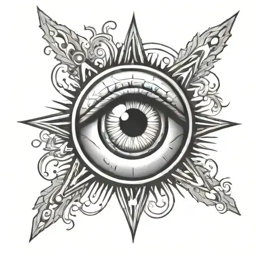 eye of lucifer with a sun rays tattoo design idea