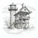 lookout tower at madison barracks in sackets harbor skyline in the winter tattoo design idea