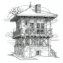 lookout tower at madison barracks in sackets harbor skyline in the winter tattoo design idea