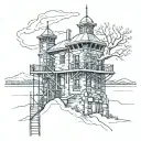 lookout tower at madison barracks in sackets harbor skyline in the winter tattoo design idea