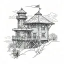lookout tower at madison barracks in sackets harbor skyline in the winter tattoo design idea