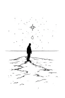 Shadow figure on a path to the north star tattoo design idea