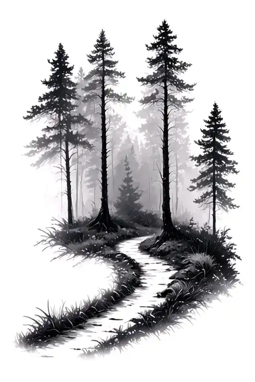 forest, pathway tattoo design idea