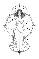Virgin constellation and Aquarius symbol incorporated tattoo design idea
