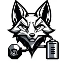 Mechanical fox head logo. Fox head is plugged into a battery. Low detail, simple design. tattoo design idea
