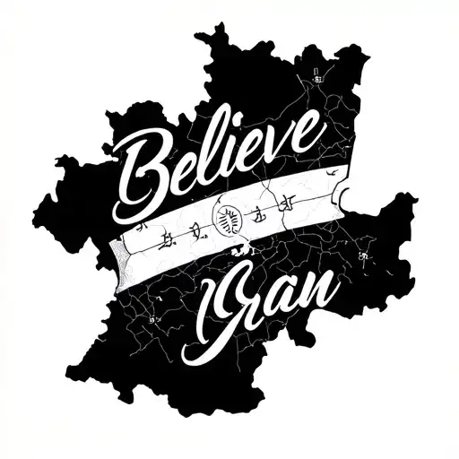 "Believe " Aries and Iran country maps tattoo design idea