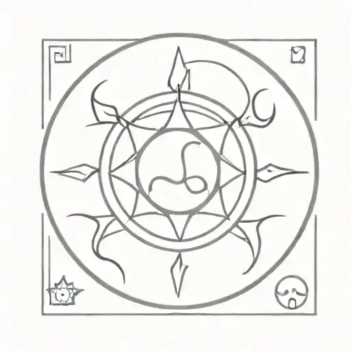 cutie mark representing something fiery leo zodiac sign sun solar tattoo design idea