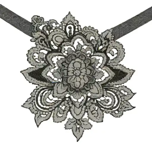 black choker lace necklace band feminine small tattoo design idea