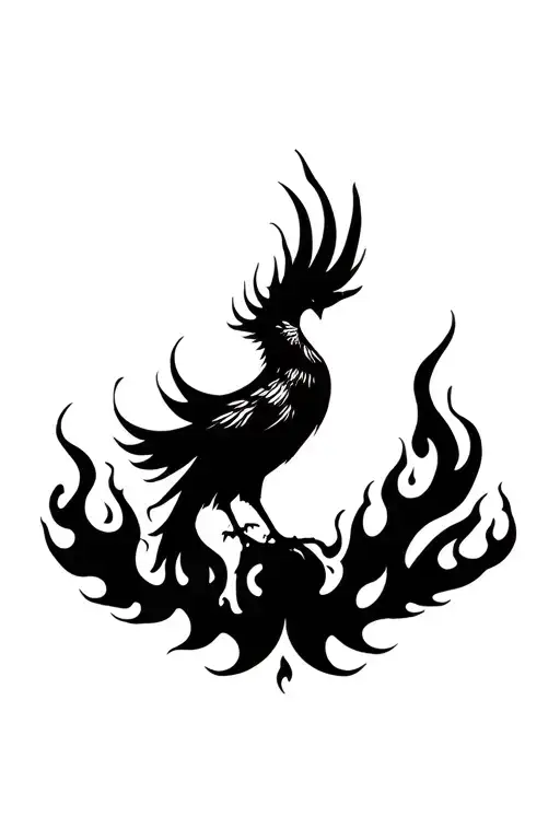 coverup Phoenix rising from flames tattoo design idea