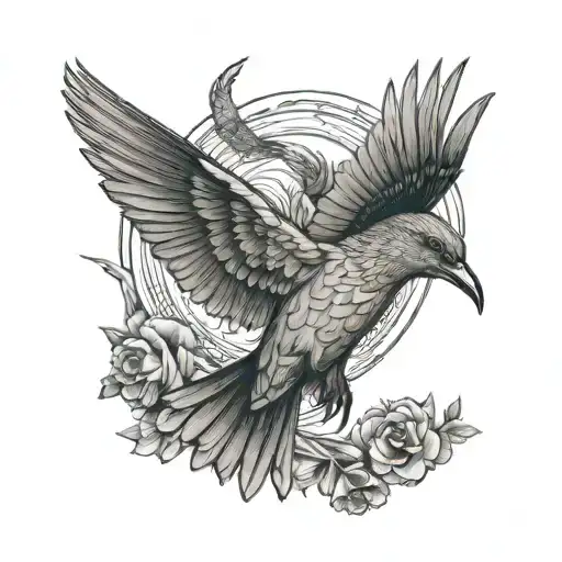 hummingbird and eagle soaring tattoo design idea
