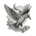 hummingbird and eagle soaring tattoo design idea