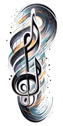 A geometric design incorporating musical notes and waveforms, symbolizing your love for music and your expertise in audio technology tattoo design idea