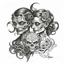two minds good and evil speak no evil tattoo design idea