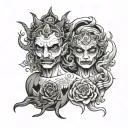 two minds good and evil speak no evil tattoo design idea