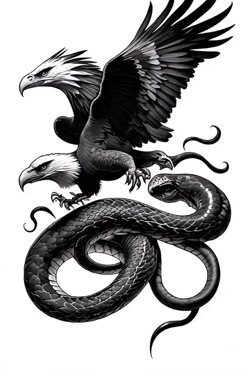 eagle snake fighting each other tattoo design idea