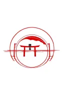 Japanese torii gate red less lines with rising sun tattoo design idea