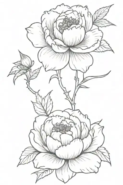 Peonies with a lizard tattoo design idea