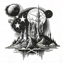 Disney castle space mountain tattoo design idea